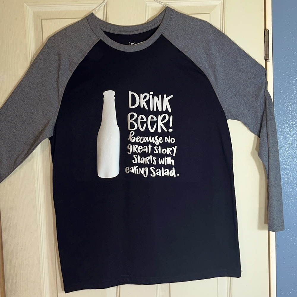 George Black/Gray men’s custom made graphics long sleeve t-shirt size: Medium
